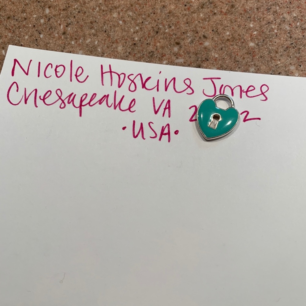 Blue enamel Tiffany charm heart used